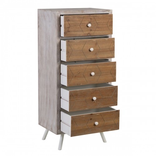 Chest of drawers COUNTRY 50 x 35 x 112 cm Natural White Fir wood MDF Wood image 1