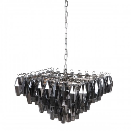 Ceiling Light 58 x 58 x 44 cm Crystal Metal Silver image 1