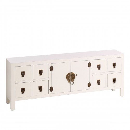 TV furniture ORIENTE 130 x 24 x 50,5 cm Wood White image 1