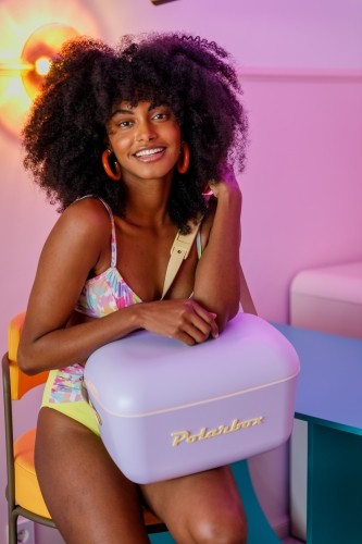 POLARBOX Lilac – Yellow Classic retro cooler,  12L image 1