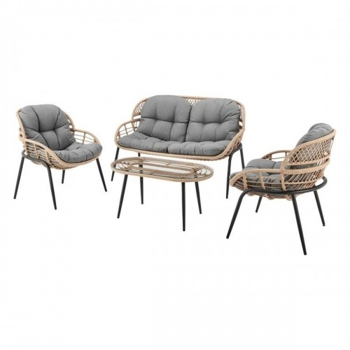 Набор стол и 3 кресла DKD Home Decor Серый Металл синтетический ротанг (130 x 76 x 83 cm) image 1