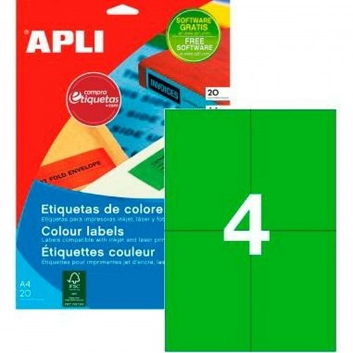 Этикетки для принтера Apli 105 x 148 mm Зеленый 20 Листья image 1