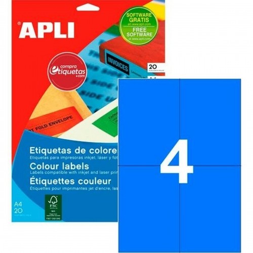 Этикетки для принтера Apli 105 x 148 mm Синий 20 Листья image 1
