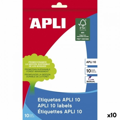 Adhesive labels Apli White Paper 10 Sheets 105 x 149 mm (10 Units) image 1