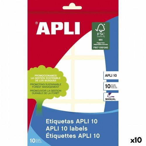 Adhesive labels Apli White 10 Sheets 50 x 50 mm (10 Units) image 1