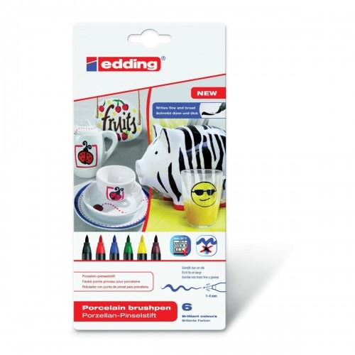 Set of Felt Tip Pens Edding 6 Pieces Multicolour image 1