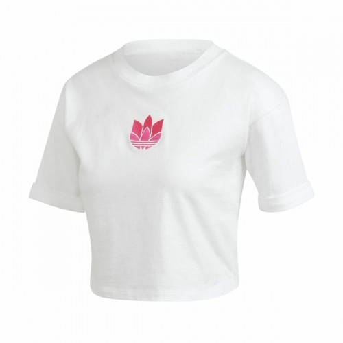 Women’s Short Sleeve T-Shirt Adidas Adicolor 3D Trefoil White image 1