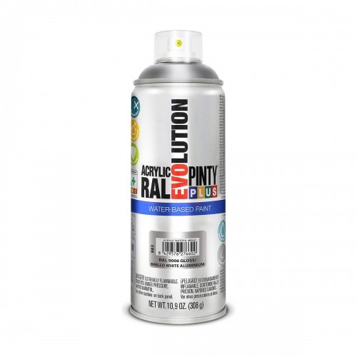Spray paint Pintyplus Evolution RAL 9006 Water based White Aluminium 400 ml image 1