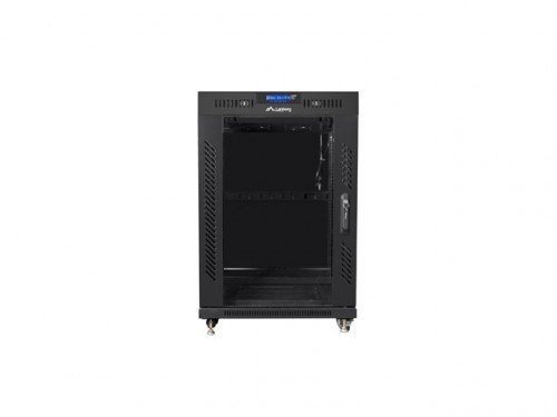 Lanberg Installation cabinet rack 19 15U 600x800 black, glass door lcd (flat pack) image 1