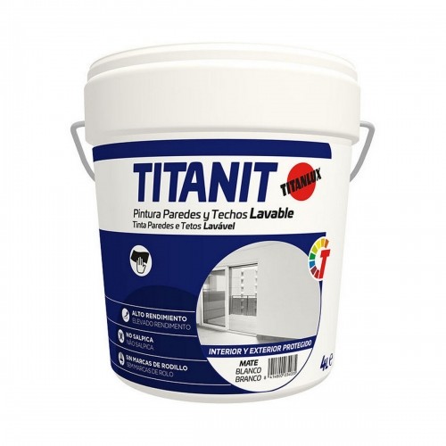 Krāsa TITANLUX Titanit 029190004 Griesti Siena Mazgājams Balts Matt 4 L image 1