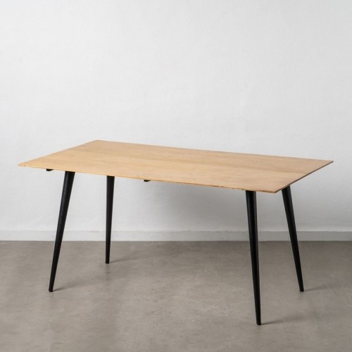 Dining Table Natural Black Wood Iron 160 x 90 x 77 cm image 1