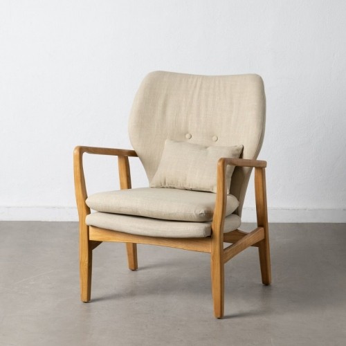 Armchair 67 x 73 x 84 cm Synthetic Fabric Beige Wood image 1