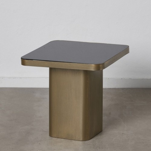 Bigbuy Home Вспомогательный стол 50,5 x 50,5 x 51 cm Стеклянный Чёрный Позолоченный Металл image 1