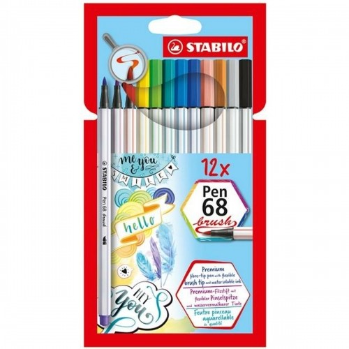 Набор маркеров Stabilo Pen 68 Brush 12 Предметы Разноцветный image 1