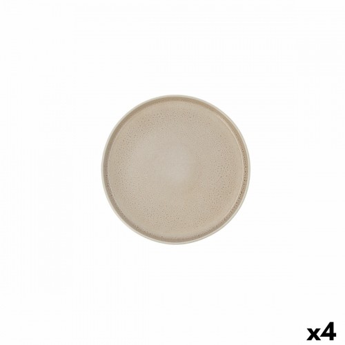 Flat plate Ariane Porous Ceramic Beige Ø 21 cm (4 Units) image 1