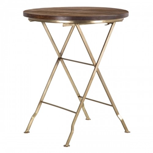 Side table 66 x 66 x 78 cm Golden Wood Brown Iron image 1