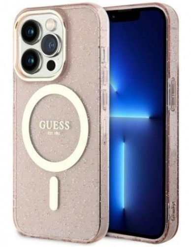 Guess  
       Apple  
       iPhone 14 Pro Max 6.7 hardcase Glitter Gold MagSafe 
     Pink image 1