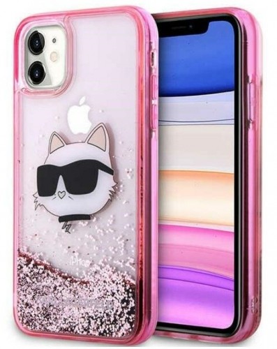 Karl Lagerfeld  
       -  
       iPhone 11/ XR hardcase Glitter Choupette Head 
     Transparent Pink image 1