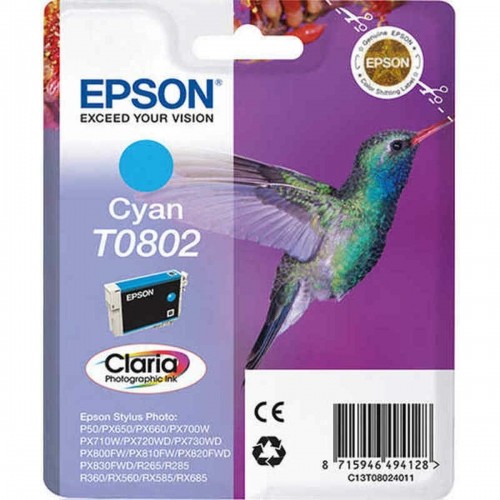 Картридж с оригинальными чернилами Epson T0802 Циановый image 1