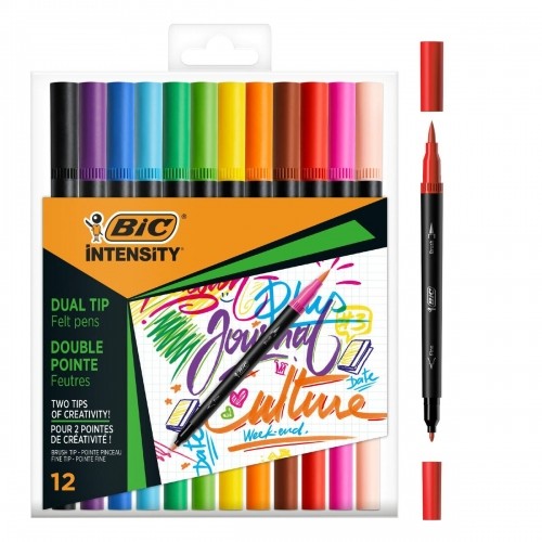 Set of Felt Tip Pens Bic Intensity 12 Pieces Multicolour image 1