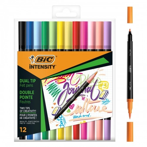 Set of Felt Tip Pens Bic Intensity 12 Pieces Multicolour image 1