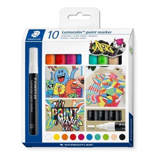 Set of Felt Tip Pens Staedtler Lumocolor 349 10 Pieces Multicolour image 1