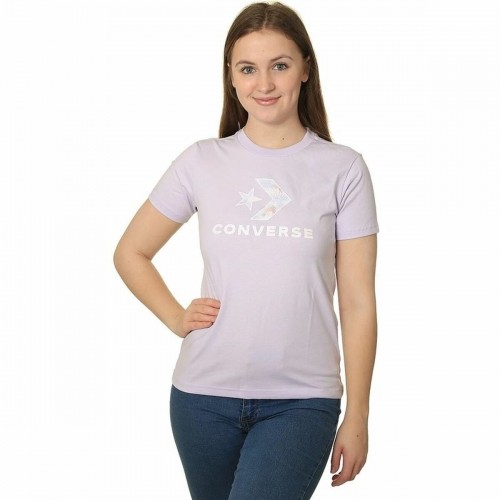 Women’s Short Sleeve T-Shirt Converse Seasonal Star Chevron Lavendar image 1
