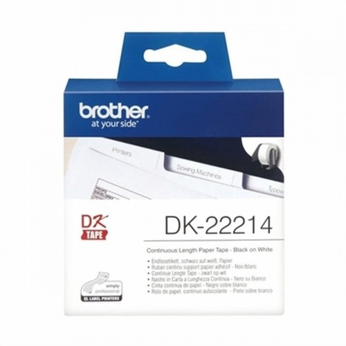 Continuous Thermal Paper Tape Brother DK-22214 12 x 30,48 mm White Black Black/White image 1