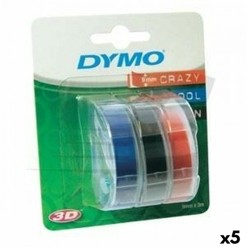 Laminated Tape for Labelling Machines Dymo 9 mm x 3 m Red Black Blue (5 Units) image 1