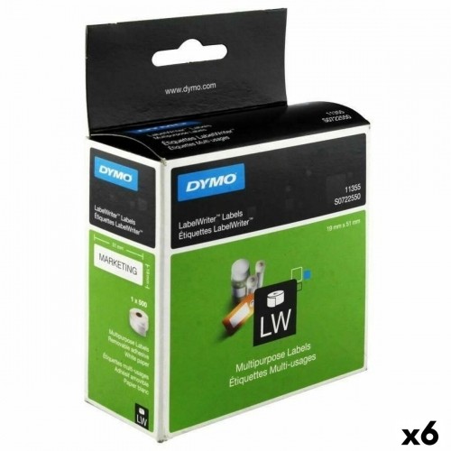 Roll of Labels Dymo LW11355 19 x 51 mm White Black (6 Units) image 1