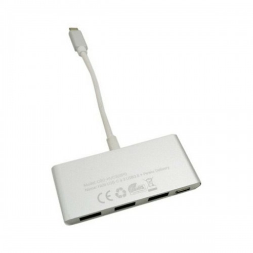 USB Hub C CoolBox COO-HUC3U3PD Aluminium White image 1