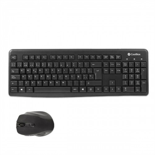 Клавиатура и мышь CoolBox COO-KTR-02W Испанская Qwerty Чёрный Беспроводный image 1