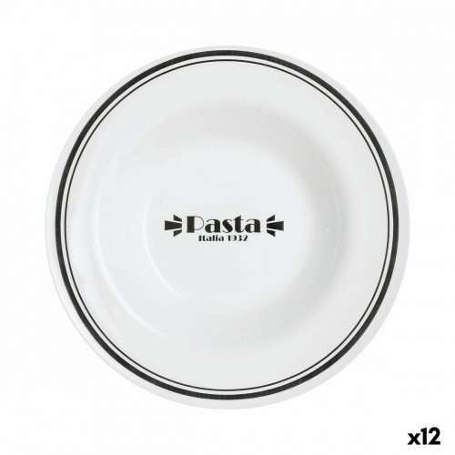 Pasta Dish Luminarc Friends Time Bistro White/Black Glass 28,5 cm (12 Units) image 1