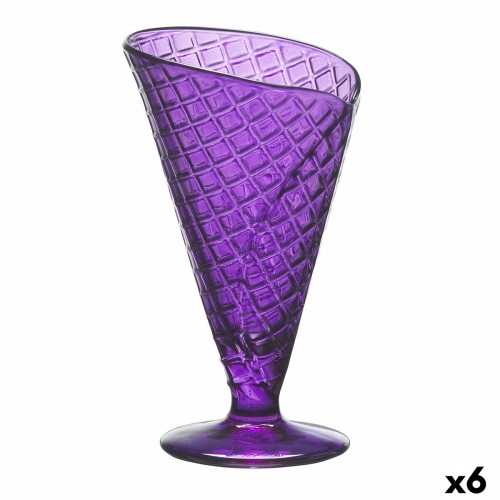 Ice Cream and Milk Shake Glass Gelato Violet Glass 210 ml (6 Units) image 1
