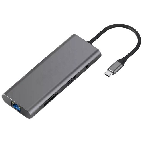 Extradigital Adapter USB Type-C - HDMI, LAN, 3x USB Type-A, SD, TF, USB Type-C PD60W, Aux image 1