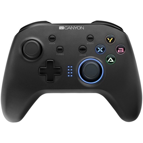CANYON GP-W3 2.4G Wireless Controller with built-in 600mah battery, 1M Type-C charging cable ,6 axis motion sensor support nintendo switch ,android,PC X-input/D-input,ps3,normal size dongle,black image 1