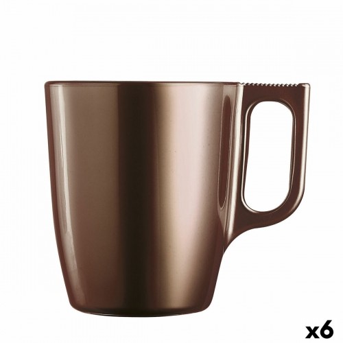 Mug Luminarc Flashy Brown 250 ml Glass (6 Units) image 1