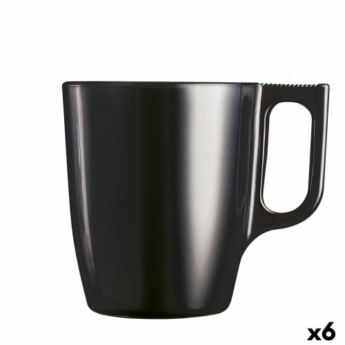 Mug Luminarc Flashy Black 250 ml Glass (6 Units) image 1