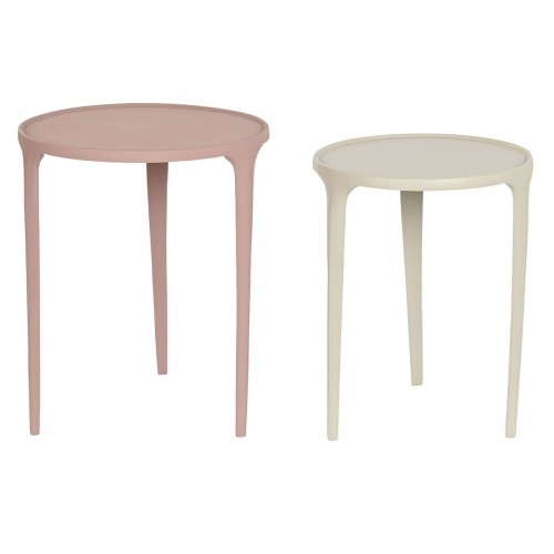 Set of 2 tables DKD Home Decor Beige Pink 40 x 40 x 50 cm image 1