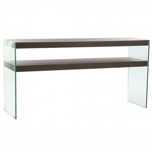 Вспомогательный стол DKD Home Decor Стеклянный Коричневый Прозрачный Oрех 160 x 45 x 80 cm Деревянный MDF image 1