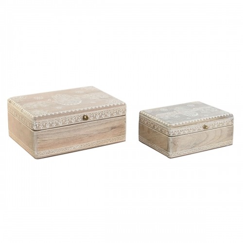 Jewelry box DKD Home Decor 25,5 x 20 x 10,5 cm Natural Mango wood (2 Units) image 1