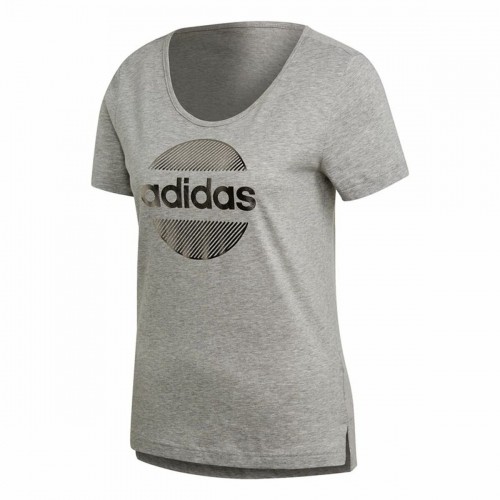 Sieviešu Krekls ar Īsām Piedurknēm Adidas Linear Gaiši pelēks image 1