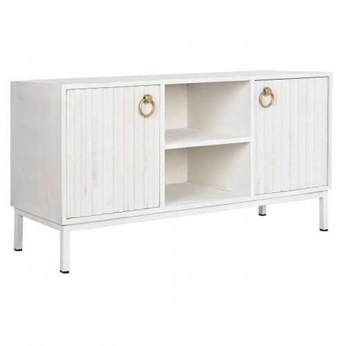 TV furniture DKD Home Decor Golden Metal White Mango wood 120 x 40 x 60 cm image 1