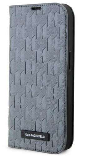 Karl Lagerfeld  
       Apple  
       iPhone 14 Pro Max 6.7 Saffiano Monogram bookcase 
     Silver image 1