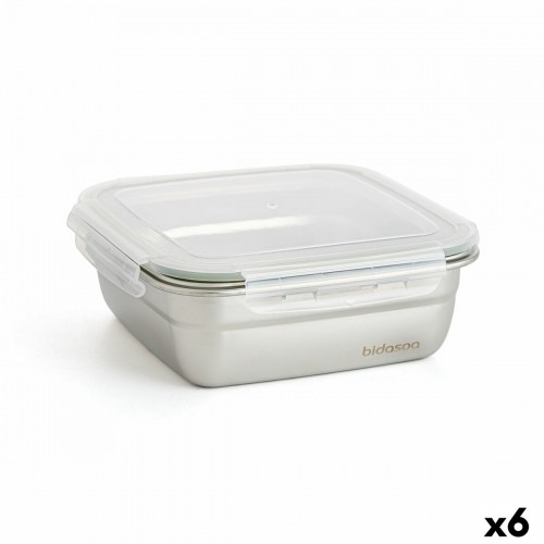 Hermetic Lunch Box Bidasoa Theo 18,3,5 x 18,3 x 6,8 cm Silver 1,2 L Metal image 1