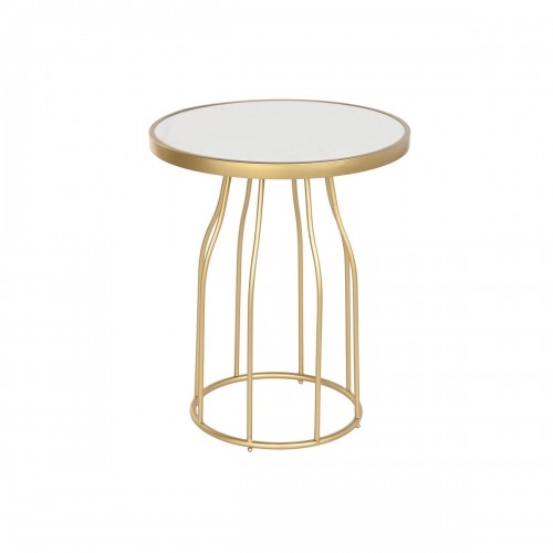 Side table DKD Home Decor White Golden Metal Board 49 x 49 x 60,5 cm image 1