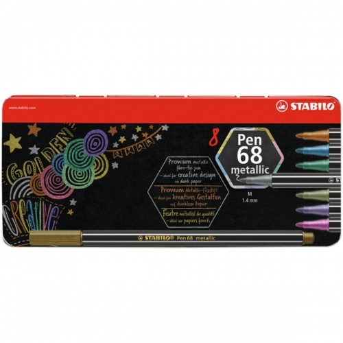 Set of Felt Tip Pens Stabilo Pen 68 Metallic 8 Pieces Multicolour image 1