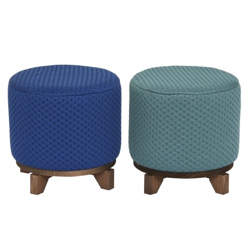 Footrest DKD Home Decor Wood 30 x 30 x 30 cm Green Navy Blue (2 Units) image 1