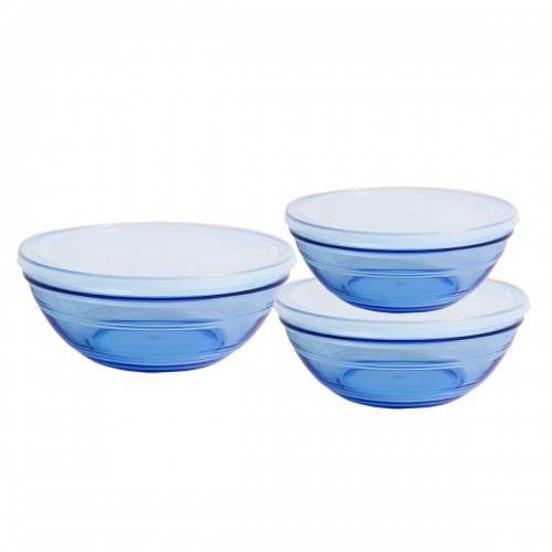 Set of bowls Duralex Marine Blue With lid 3 Pieces image 1