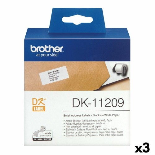 Printera birkas Brother DK-11209 62 x 29 mm Melns/Balts (3 gb.) image 1
